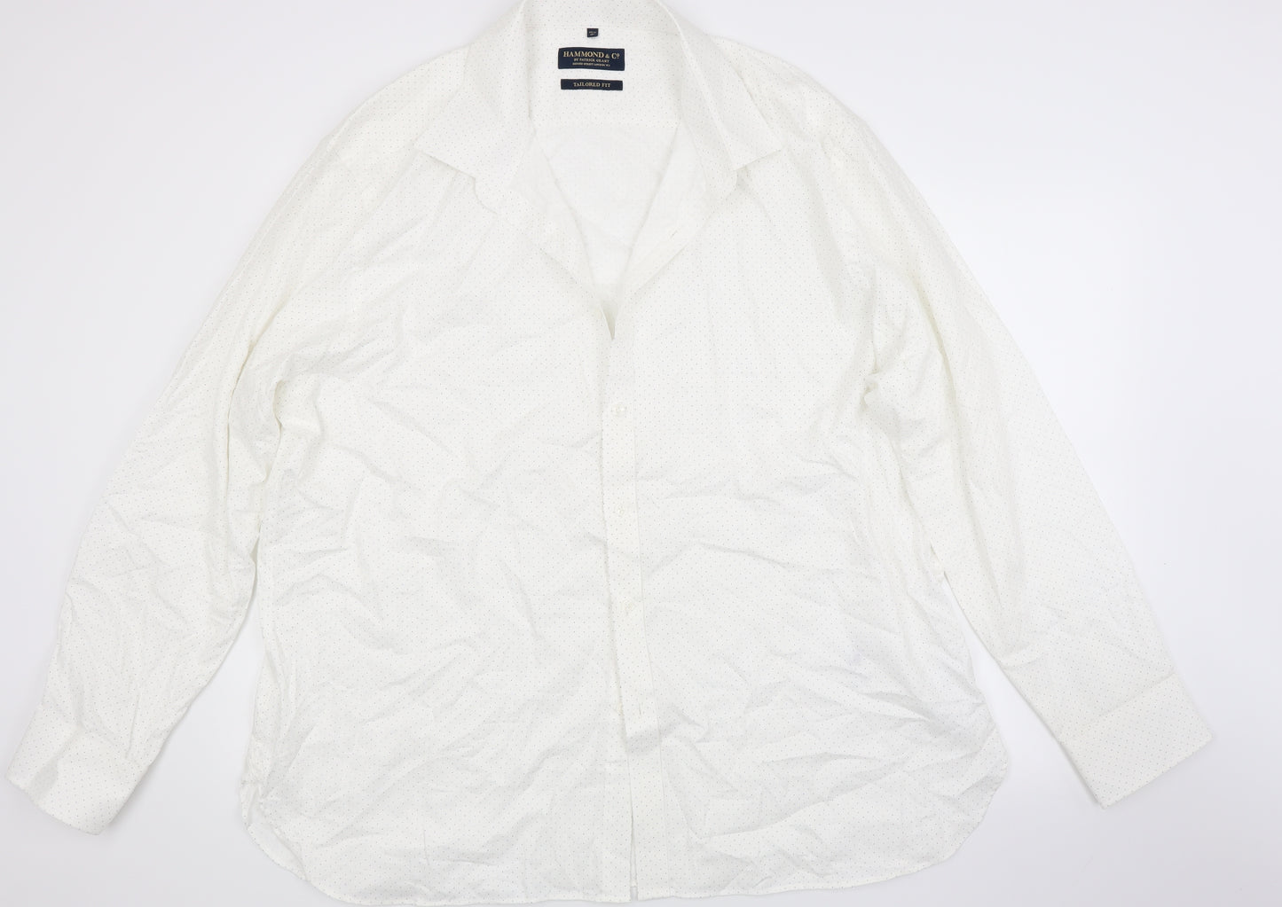 Hammond & Co Mens White Polka Dot   Dress Shirt Size 19