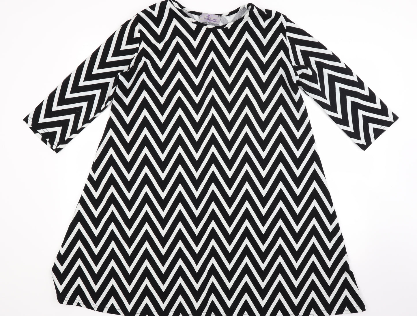 Praslin Womens Black Striped  A-Line  Size 16