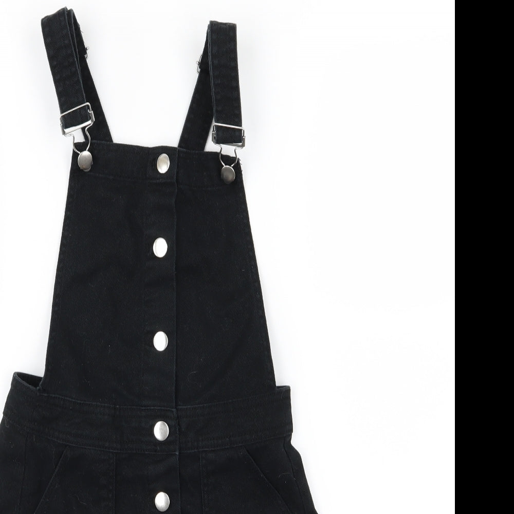 H&M Womens Black  Denim Pinafore/Dungaree Dress  Size 8