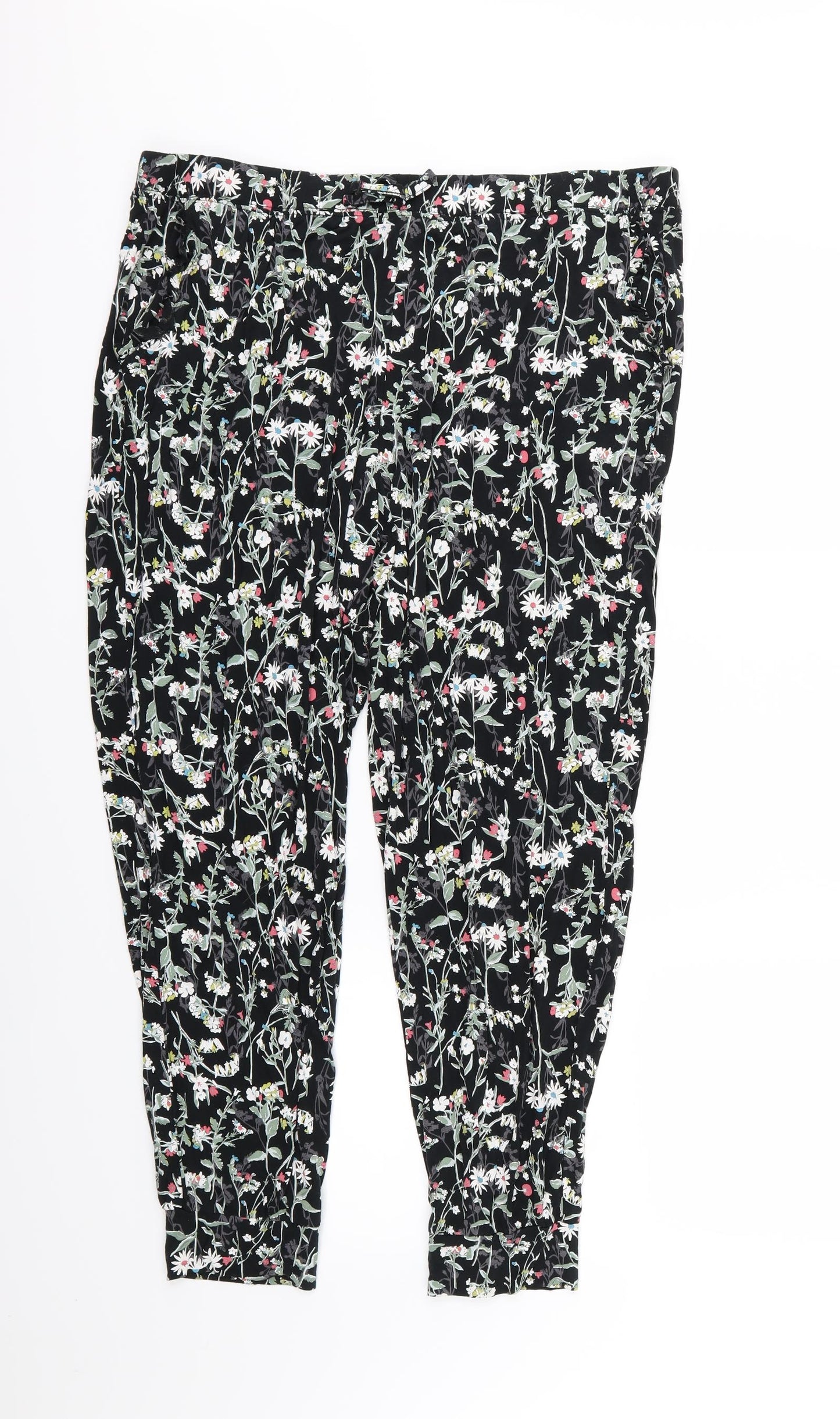 Marks and Spencer Womens Multicoloured Floral  Harem Trousers Size 20 L28 in