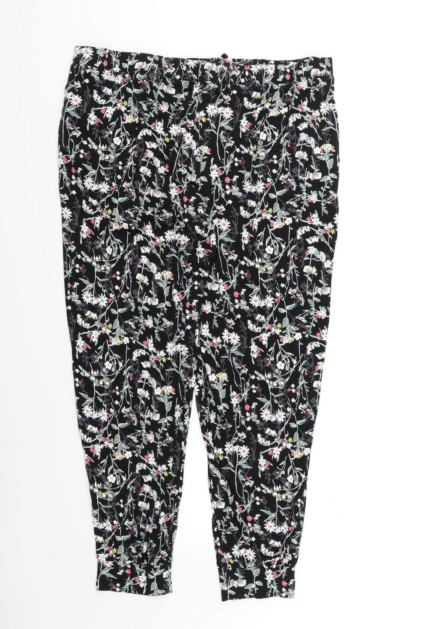 Marks and Spencer Womens Multicoloured Floral  Harem Trousers Size 20 L28 in