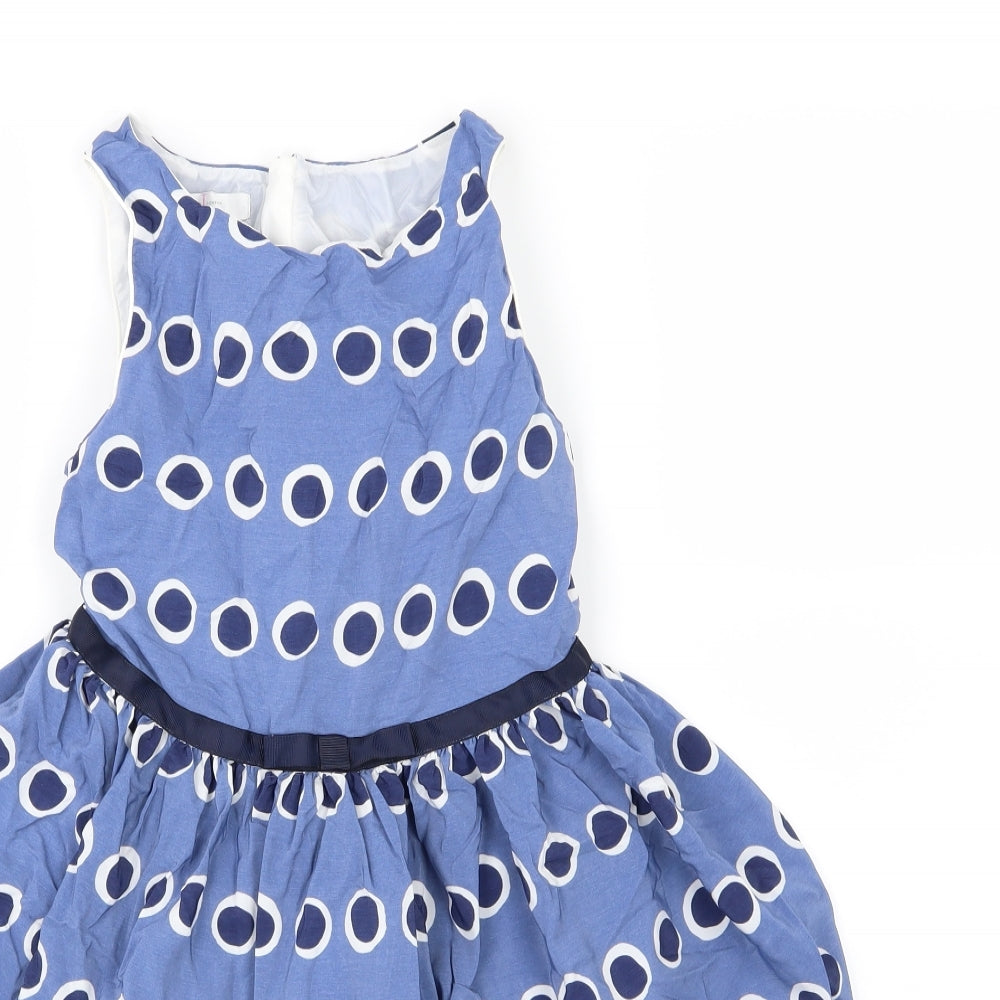 Jasper Conran Girls Blue Polka Dot  Skater Dress  Size 11 Years