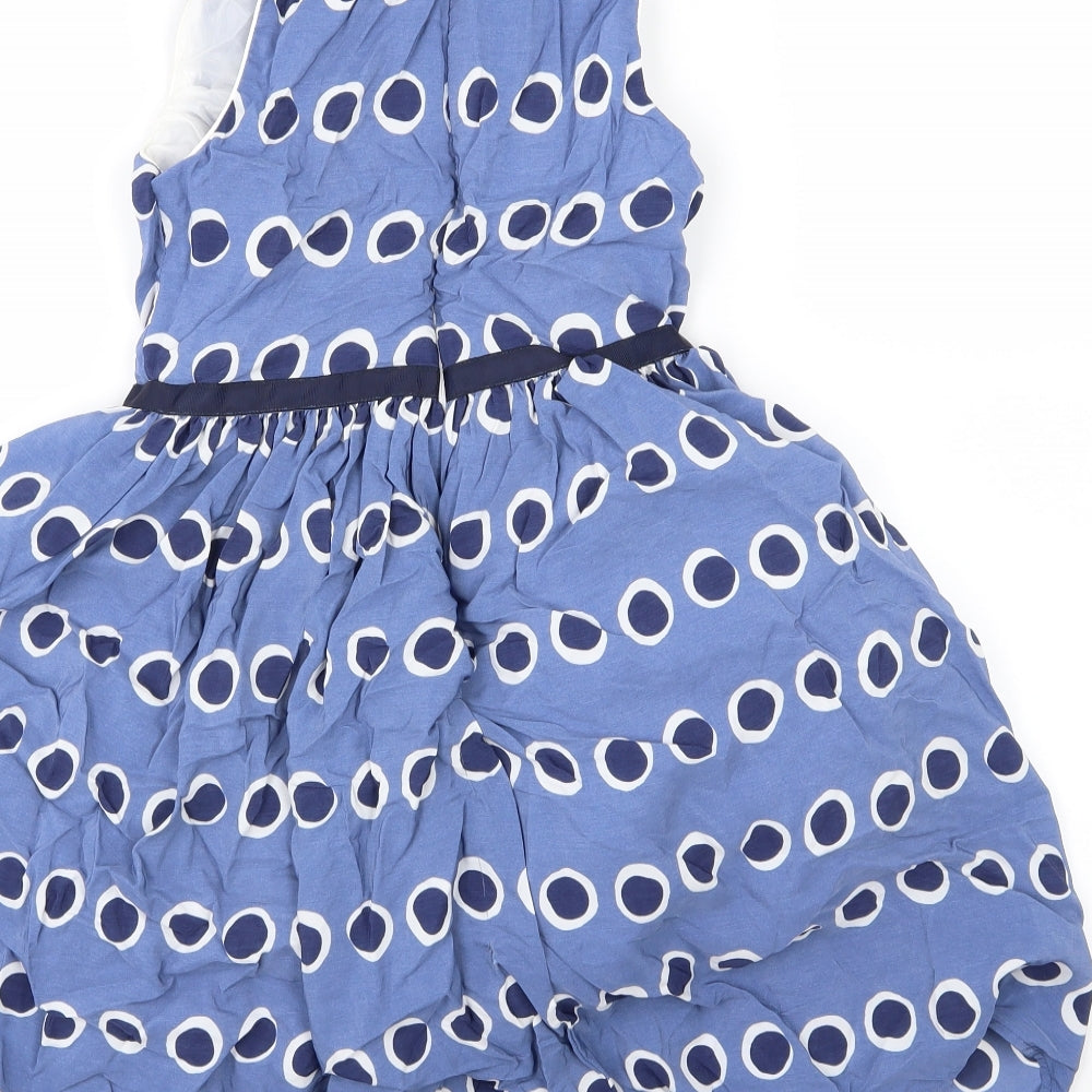 Jasper Conran Girls Blue Polka Dot  Skater Dress  Size 11 Years