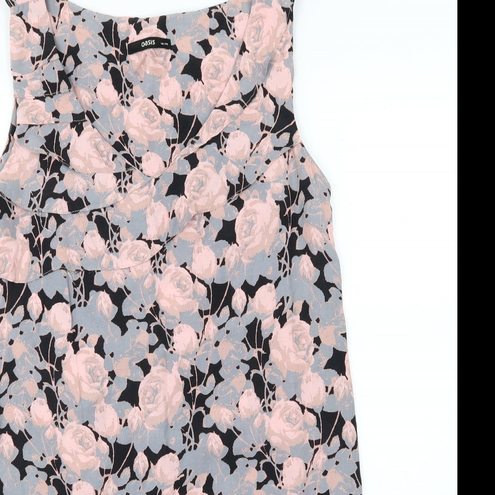 Oasis Womens Pink Floral  A-Line  Size 14