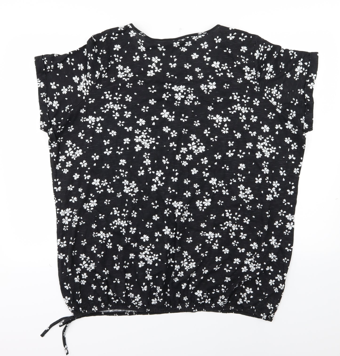 George Womens Black Floral Jersey Basic T-Shirt Size 24