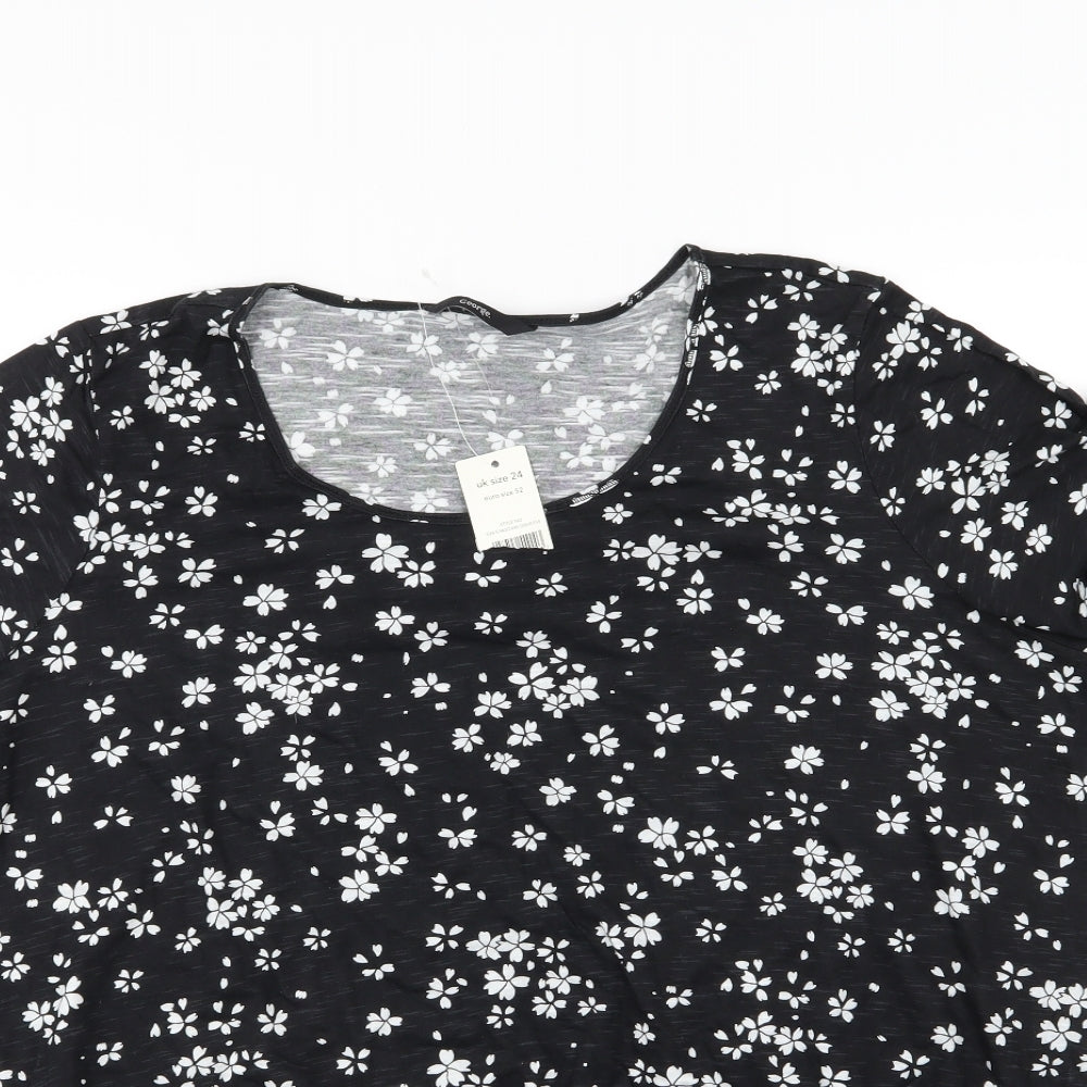 George Womens Black Floral Jersey Basic T-Shirt Size 24