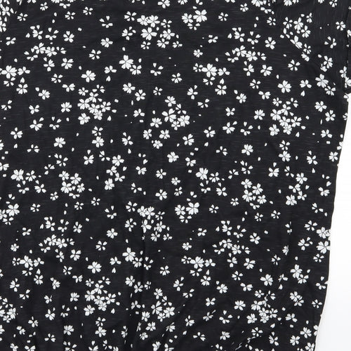 George Womens Black Floral Jersey Basic T-Shirt Size 24
