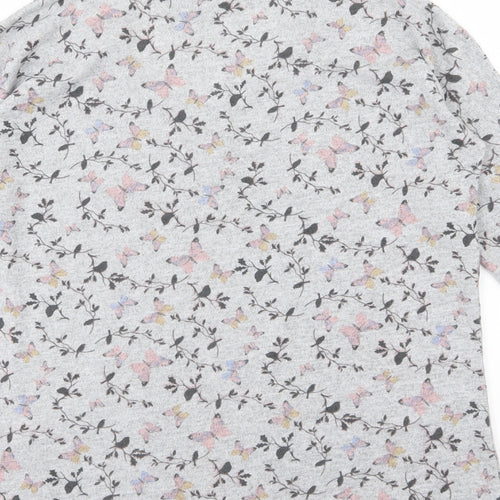 Originals Womens Grey Floral Knit Pullover Jumper Size 14