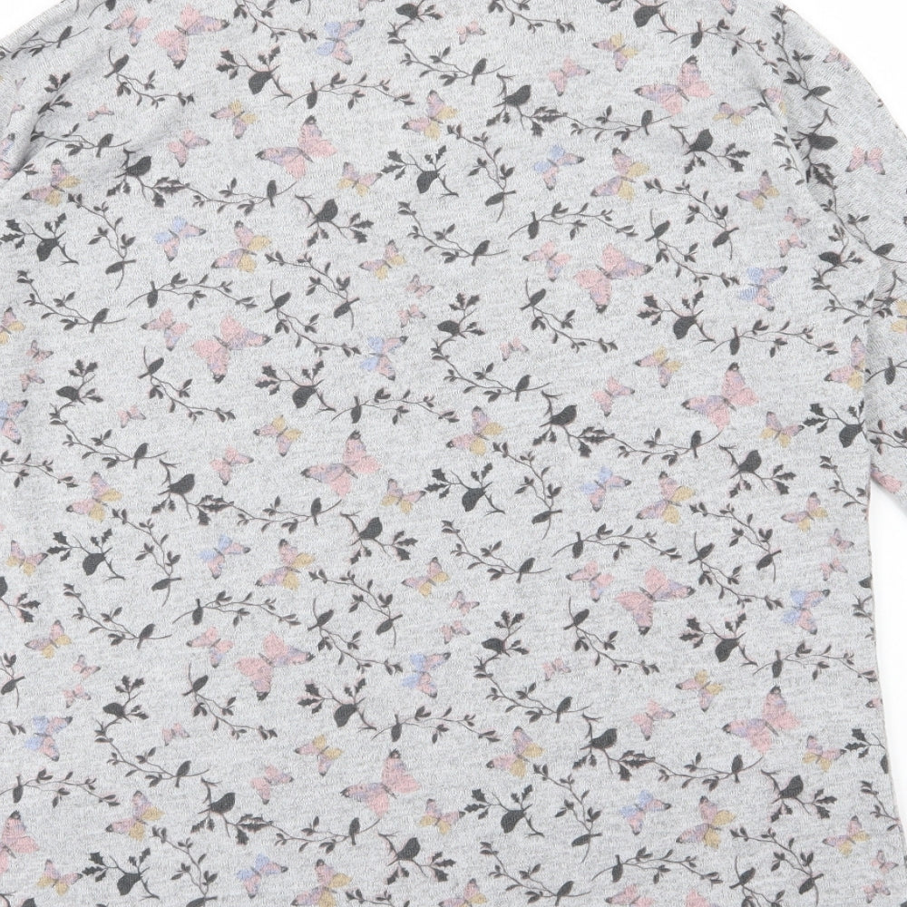Originals Womens Grey Floral Knit Pullover Jumper Size 14