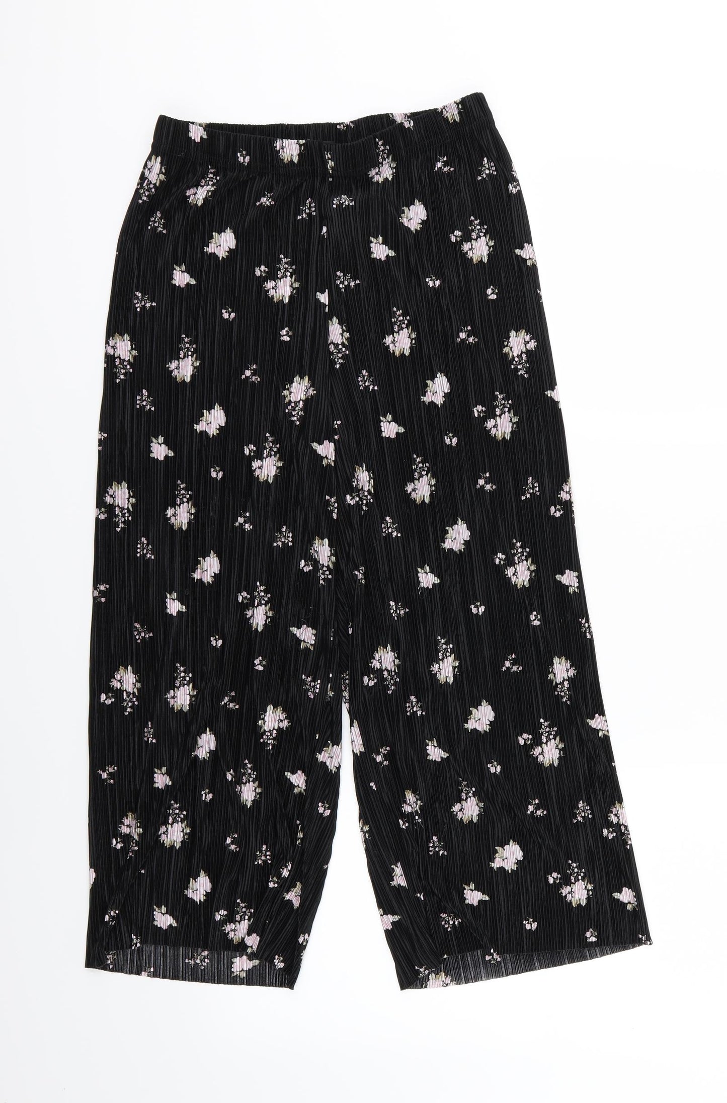 New Look Womens Black Floral Chiffon Culotte Shorts Size 12