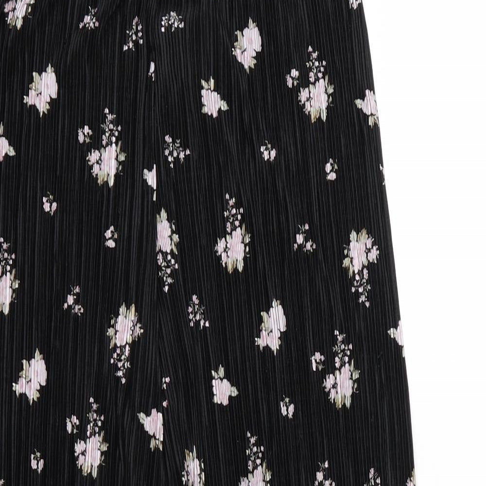 New Look Womens Black Floral Chiffon Culotte Shorts Size 12