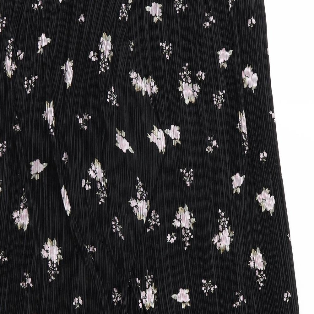 New Look Womens Black Floral Chiffon Culotte Shorts Size 12