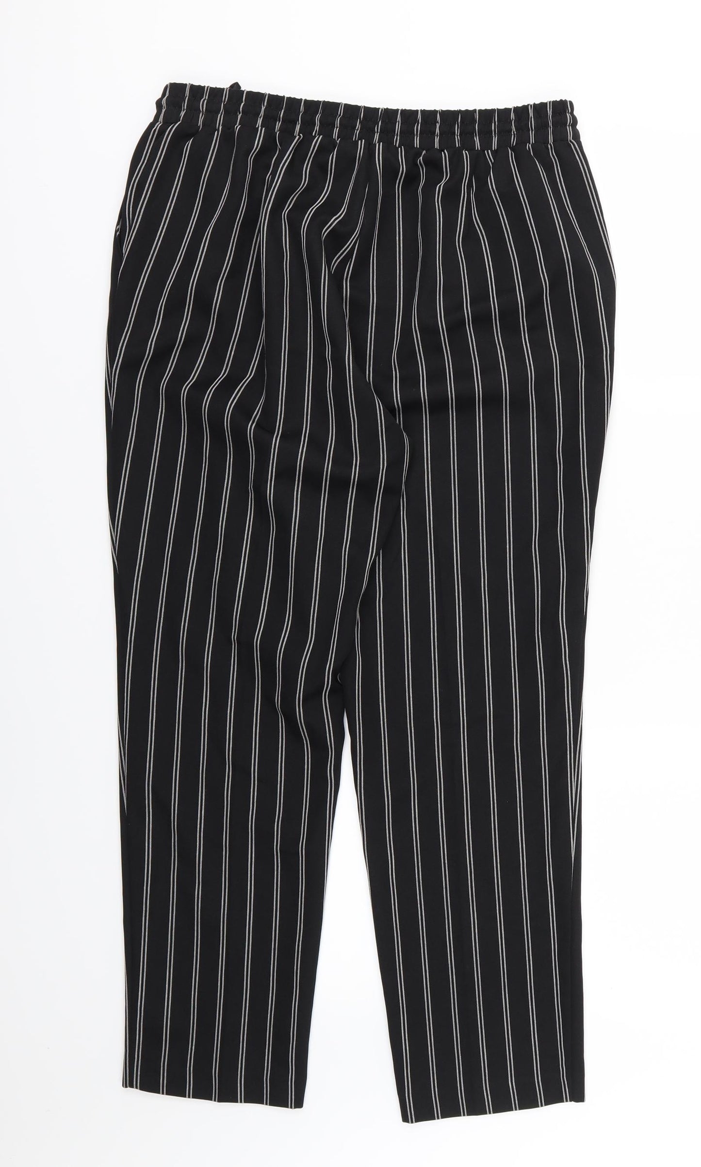 Primark Womens Black Striped Chiffon Trousers  Size 16 L28 in