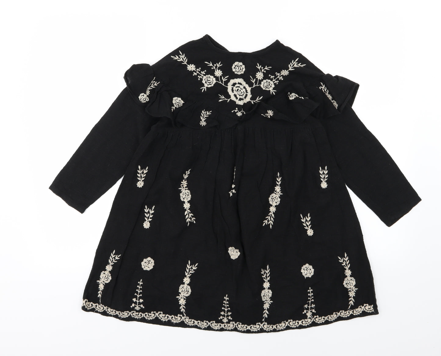 Zara Girls Black Floral Woven A-Line  Size 8 Years