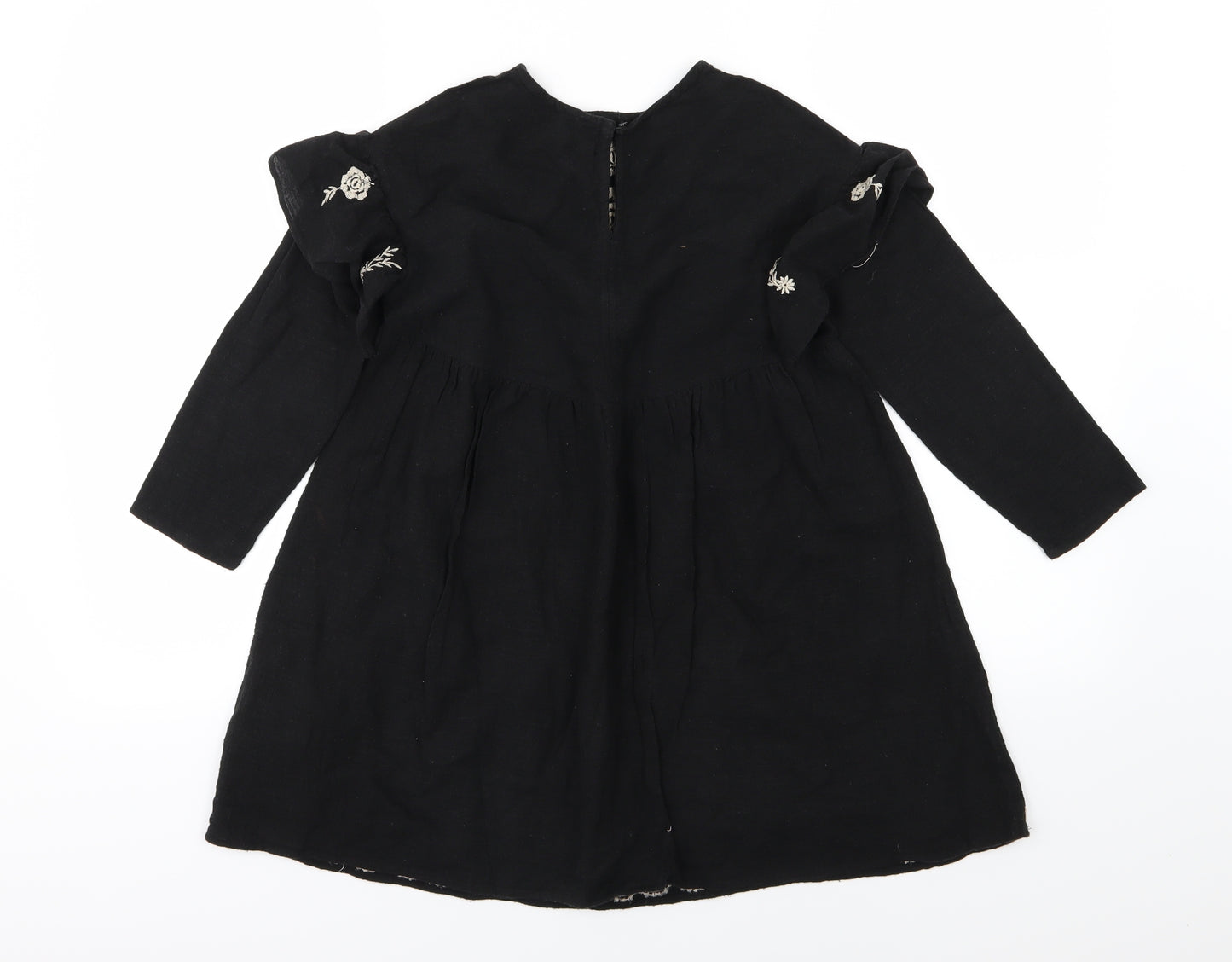 Zara Girls Black Floral Woven A-Line  Size 8 Years