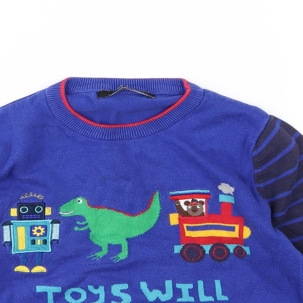 George Boys Blue Striped Knit Pullover Jumper Size 4-5 Years  - Toys