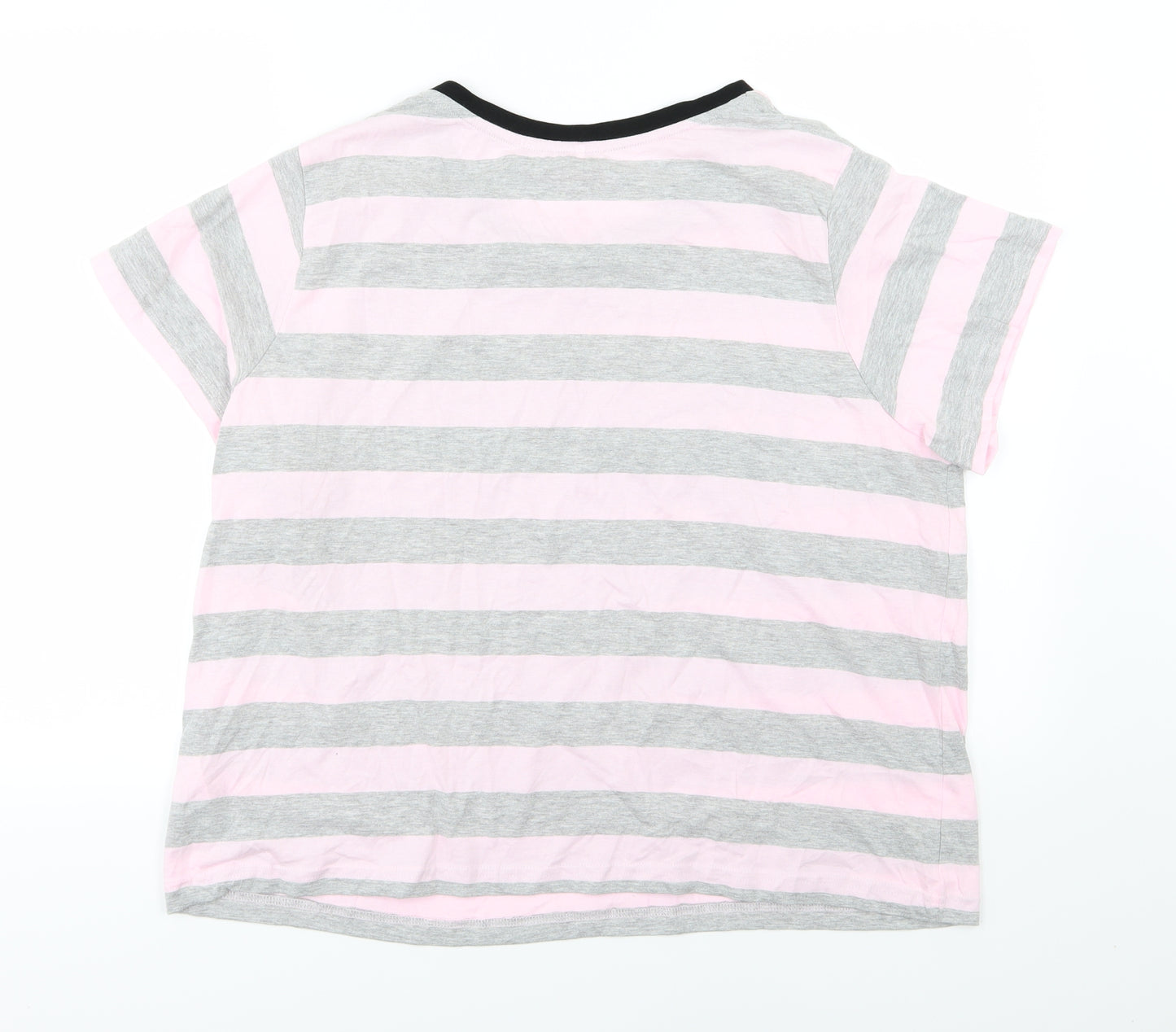 Primark Womens Pink Striped Jersey Top Pyjama Top Size XL  - Barbie