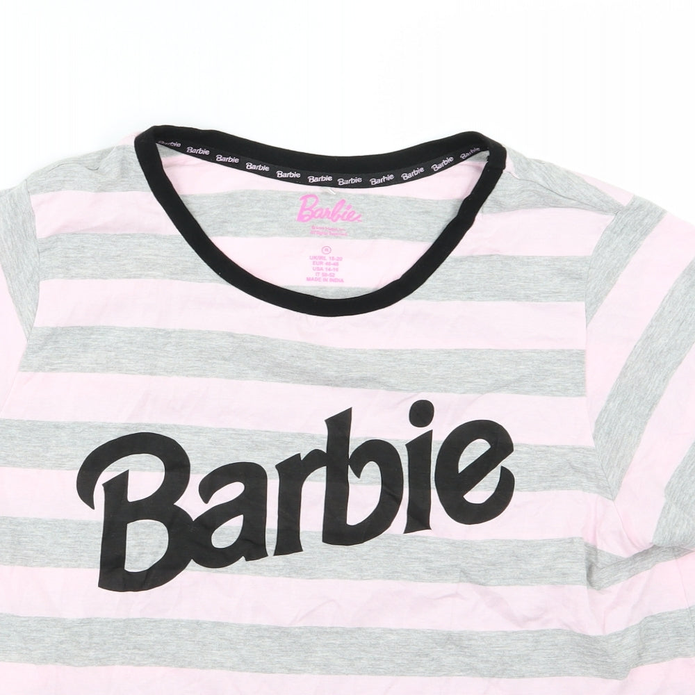 Primark Womens Pink Striped Jersey Top Pyjama Top Size XL  - Barbie