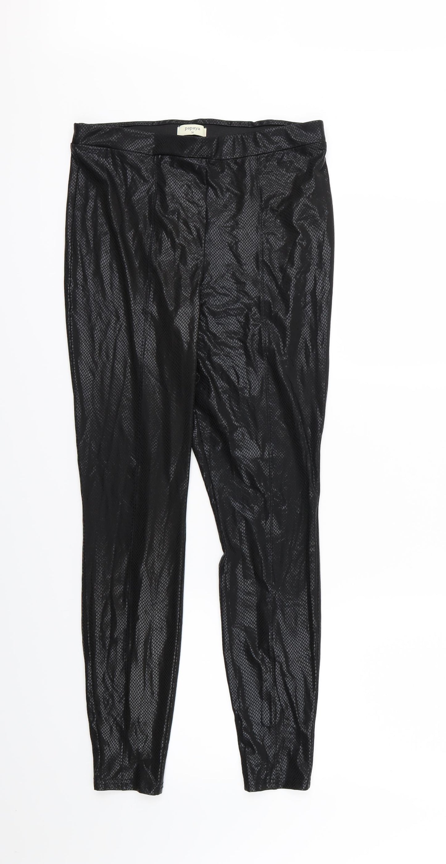 Papaya Womens Black Animal Print   Leggings Size 14 L27 in - Snake Print