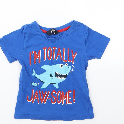 George Boys Blue  Jersey Basic T-Shirt Size 2-3 Years  - Shark