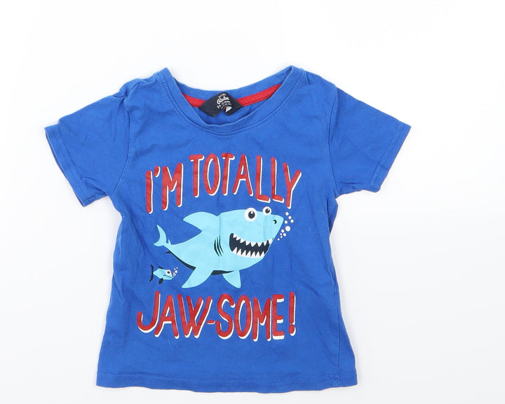George Boys Blue Jersey Basic T-Shirt Size 2-3 Years - Shark