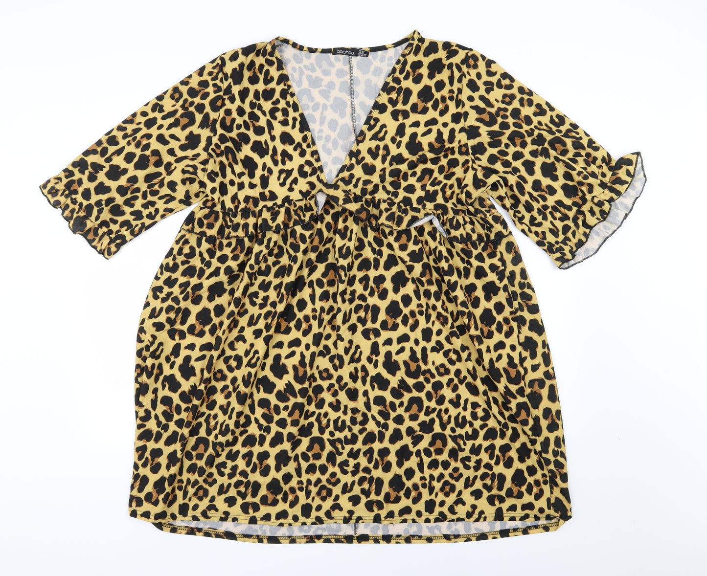 Boohoo Womens Brown Animal Print  A-Line  Size 20