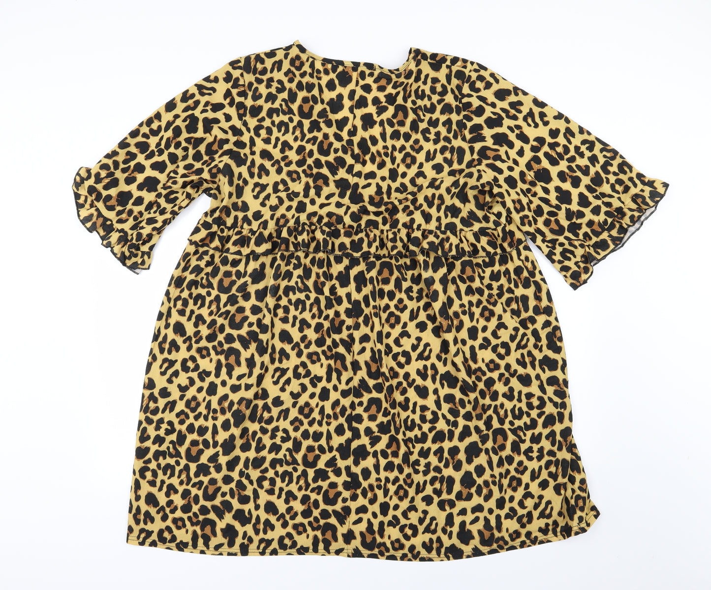Boohoo Womens Brown Animal Print  A-Line  Size 20
