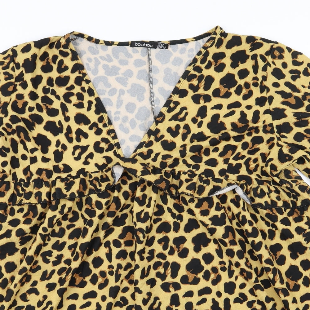 Boohoo Womens Brown Animal Print  A-Line  Size 20