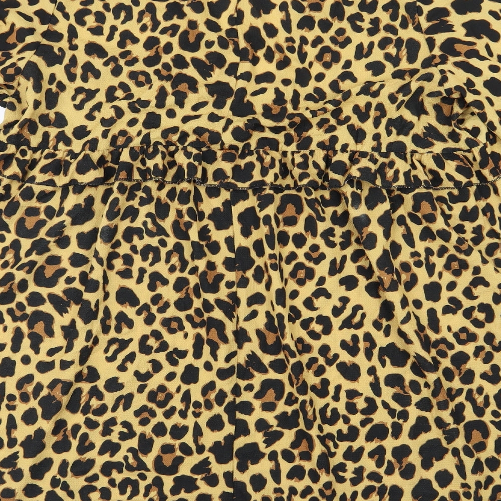 Boohoo Womens Brown Animal Print  A-Line  Size 20