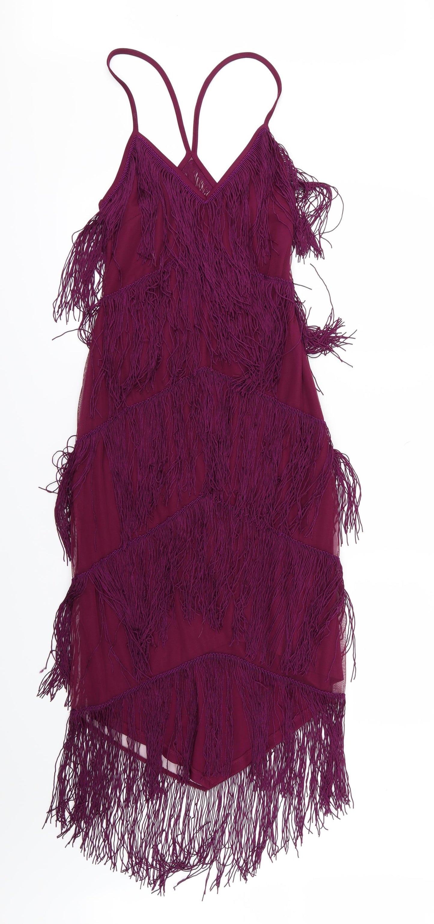 ASOS Womens Purple   Pencil Dress  Size 8  - tasselled