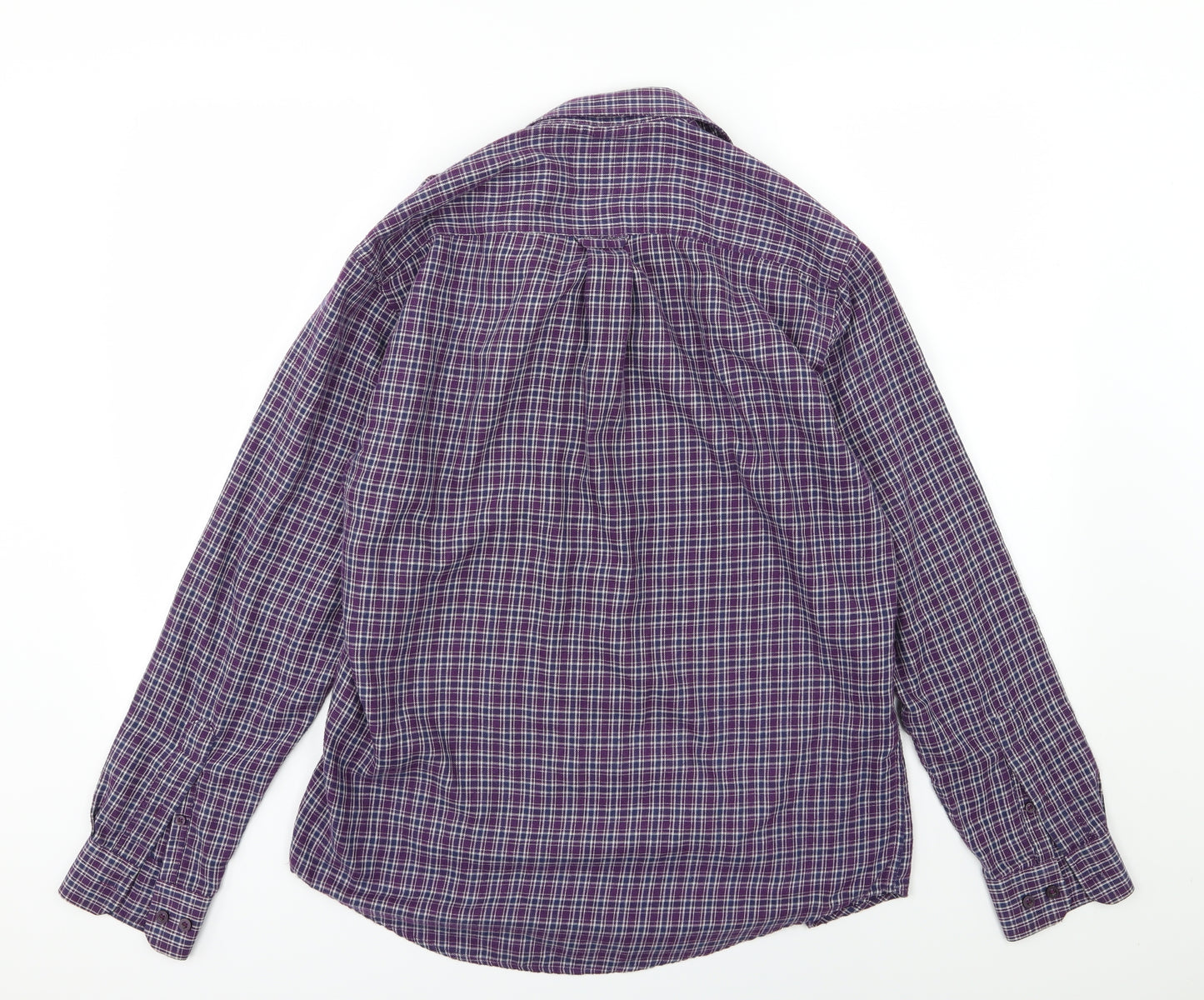 EWM Mens Purple Striped Woven  Button-Up Size M