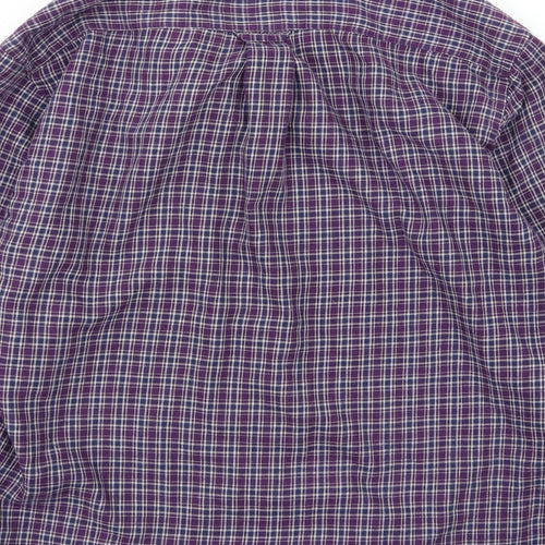 EWM Mens Purple Striped Woven  Button-Up Size M