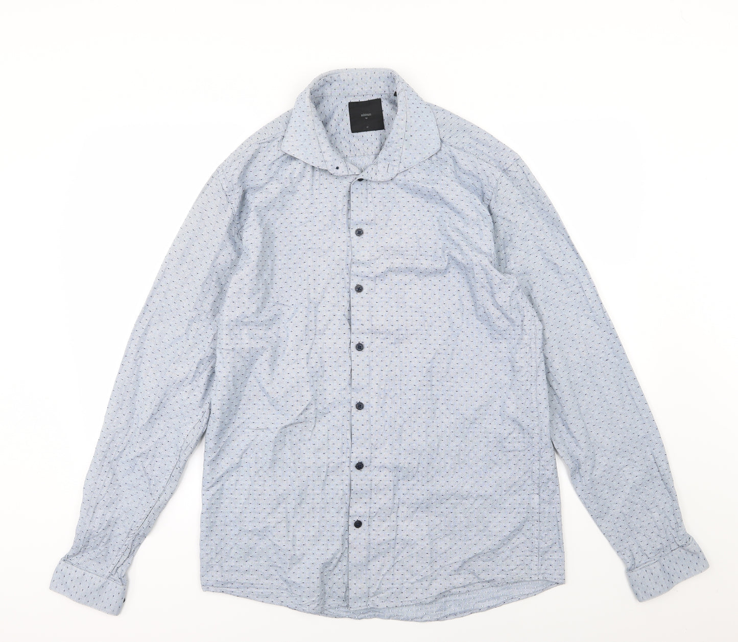 Minimum Mens Blue Polka Dot Woven  Button-Up Size XL