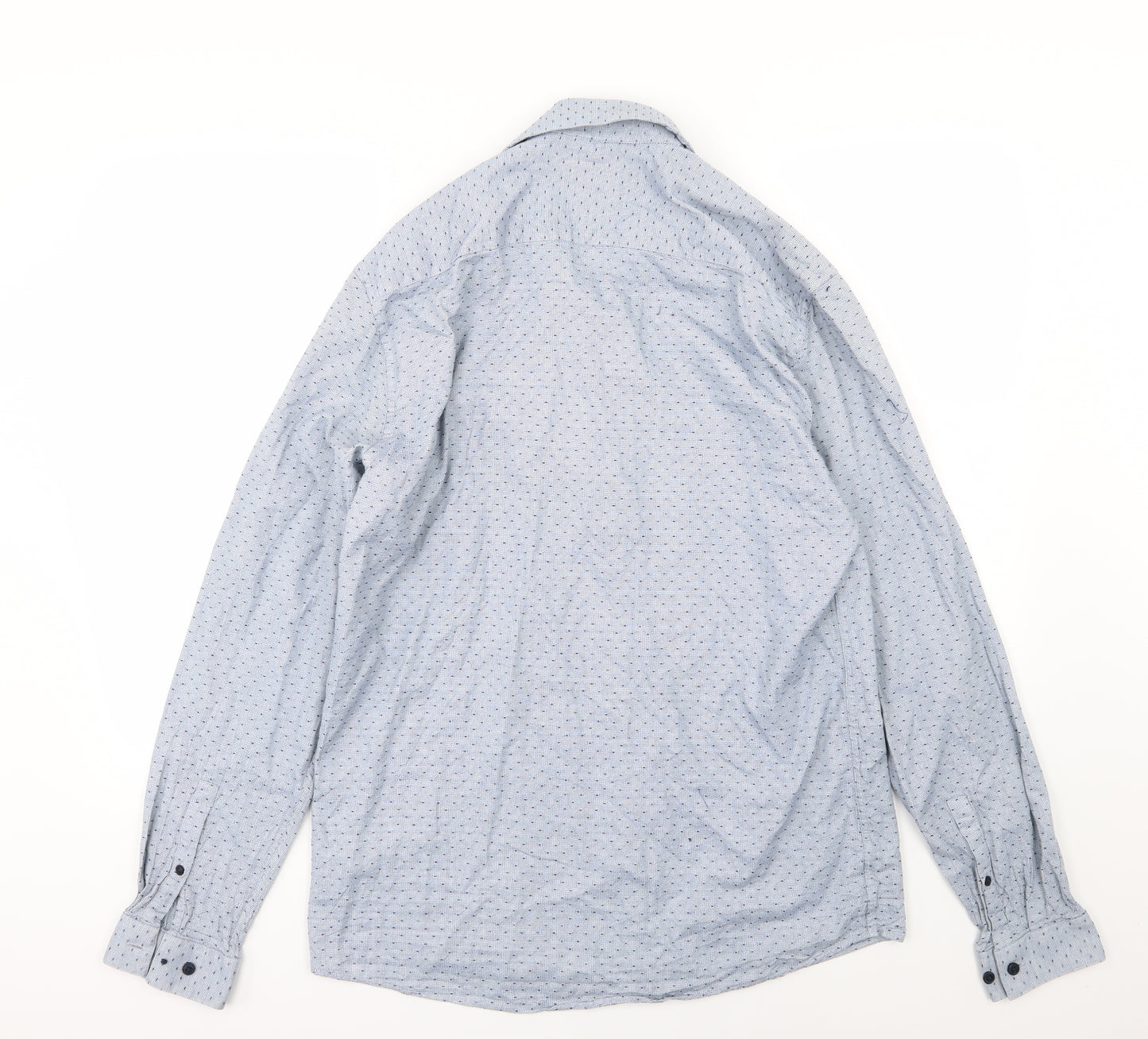 Minimum Mens Blue Polka Dot Woven  Button-Up Size XL