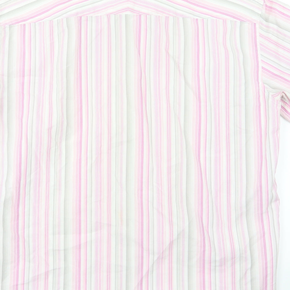 Marks and Spencer Mens Pink Striped Woven  Button-Up Size M