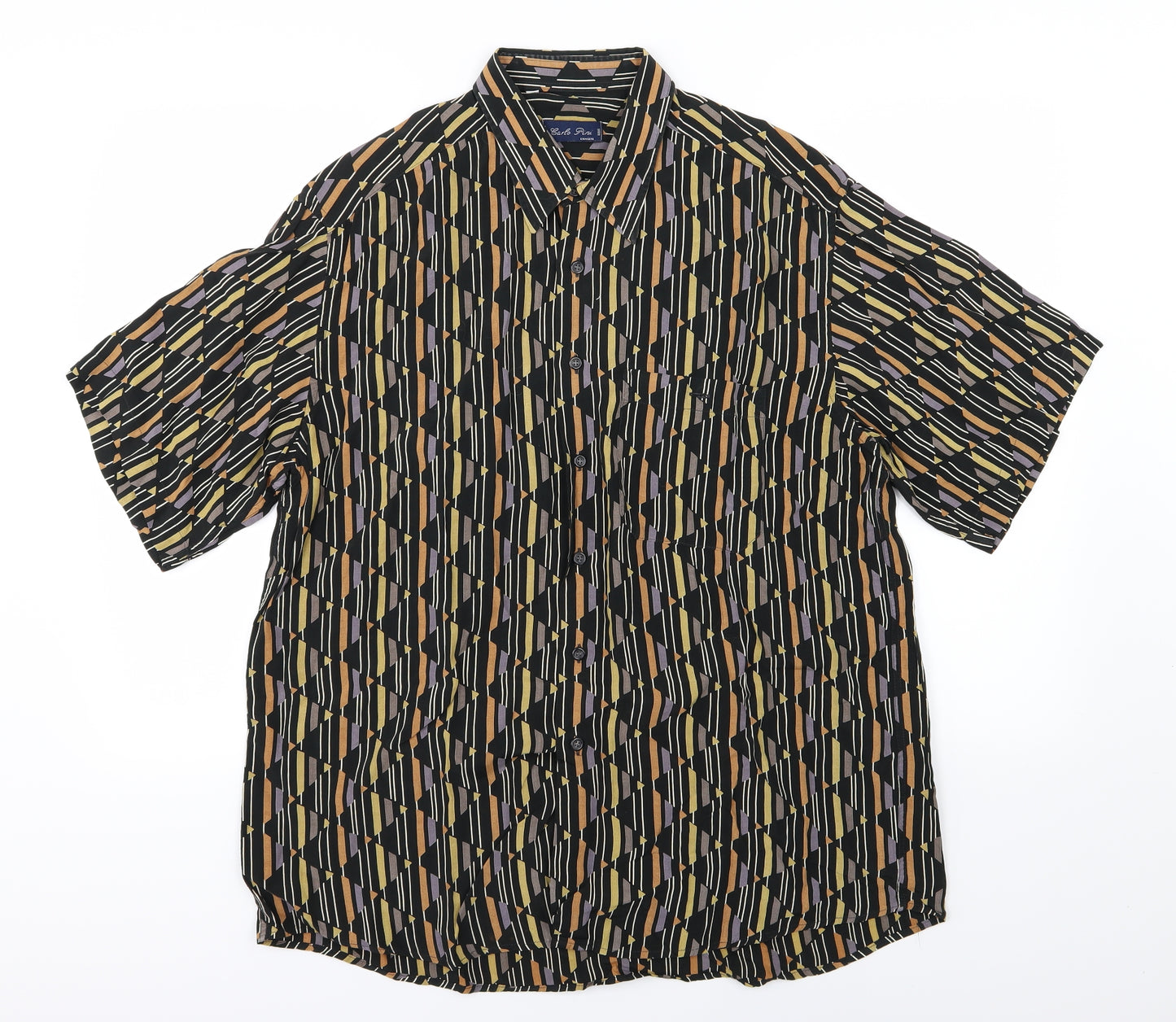 Carlo Pini Mens Multicoloured Geometric   Dress Shirt Size 17