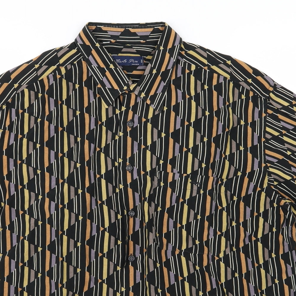 Carlo Pini Mens Multicoloured Geometric   Dress Shirt Size 17