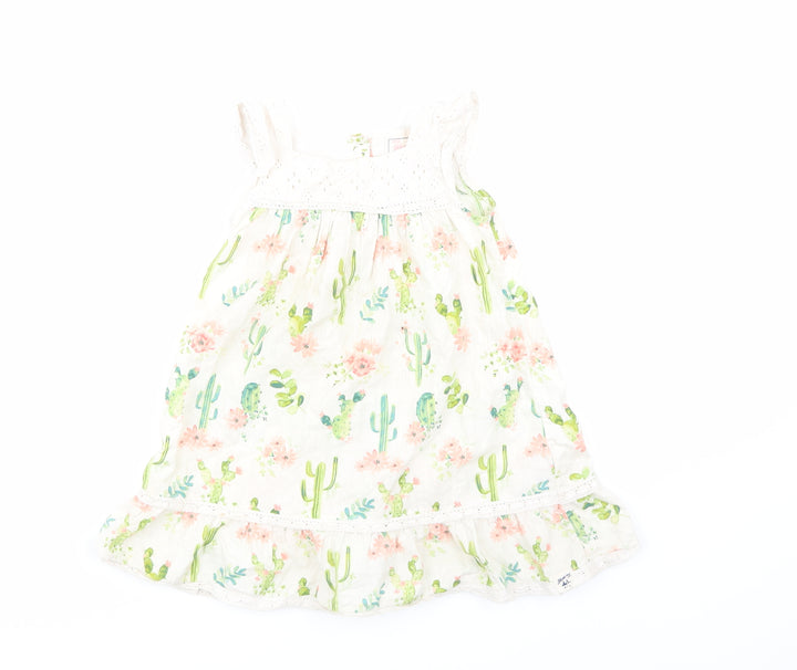 mantanay  Beige Floral  Skater Dress  Size 12-18 Months