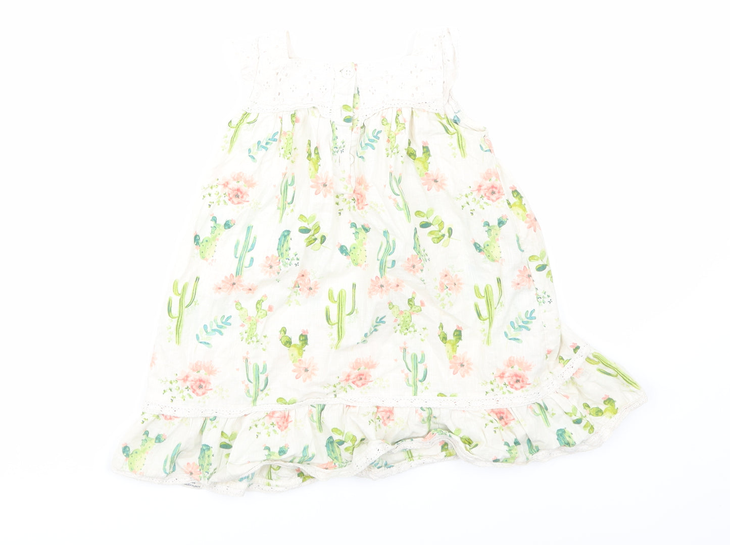 mantanay  Beige Floral  Skater Dress  Size 12-18 Months