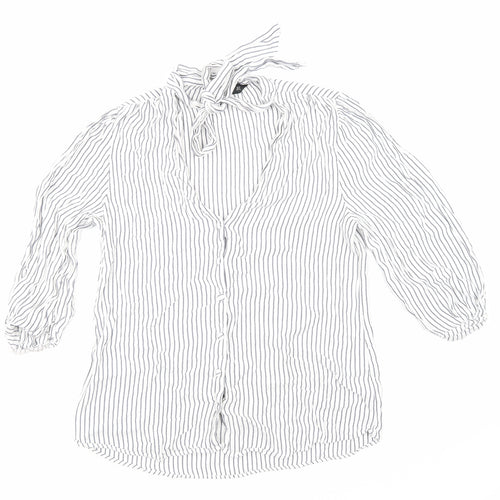 F&F Womens Blue Striped  Basic Button-Up Size 12