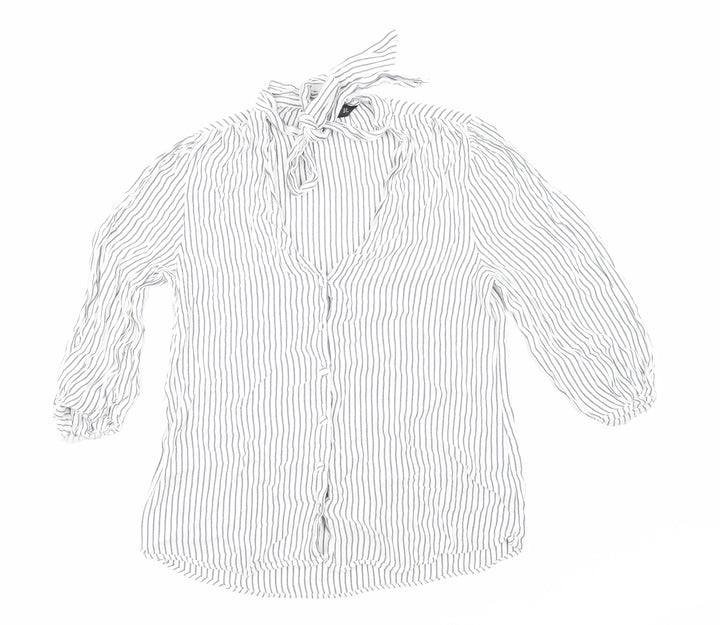 F&F Womens Blue Striped Basic Button-Up Size 12