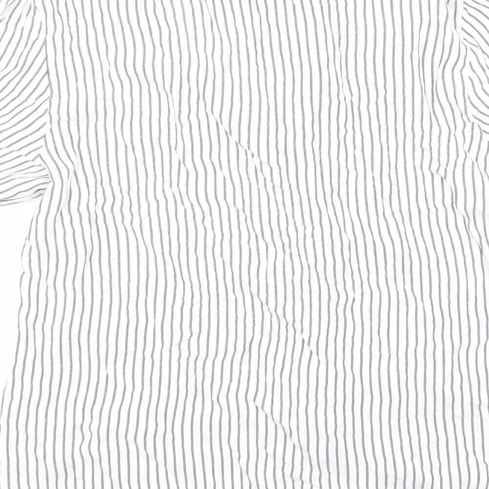 F&F Womens Blue Striped  Basic Button-Up Size 12