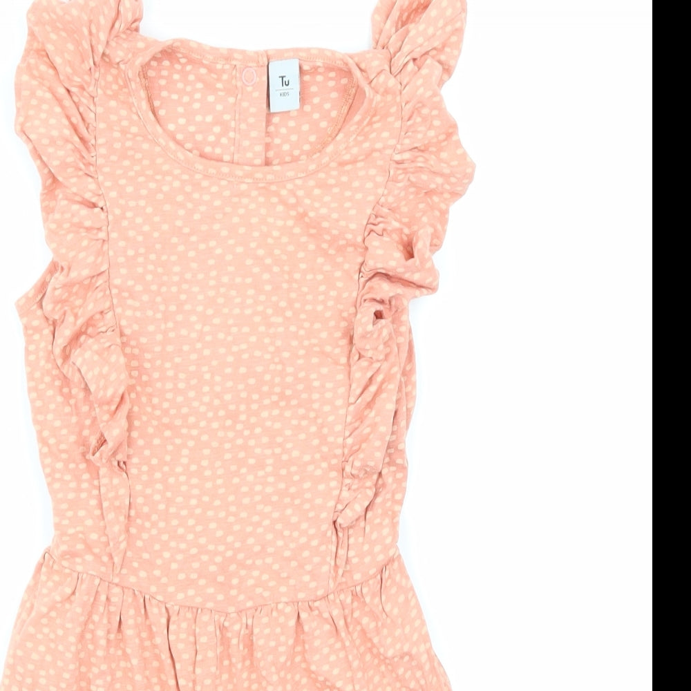 TU Girls Orange Polka Dot  Playsuit One-Piece Size 5-6 Years