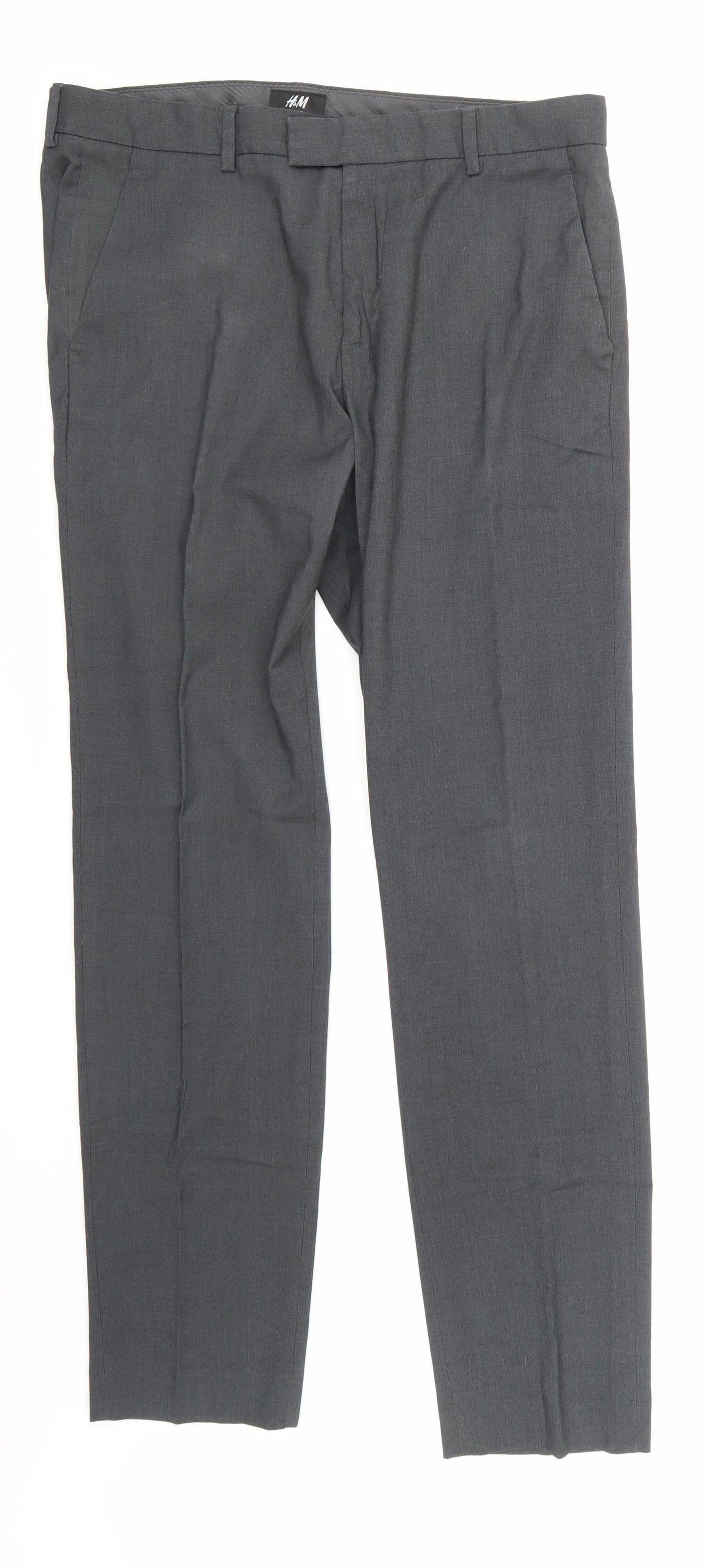 H&M Mens Grey   Trousers  Size 34 in