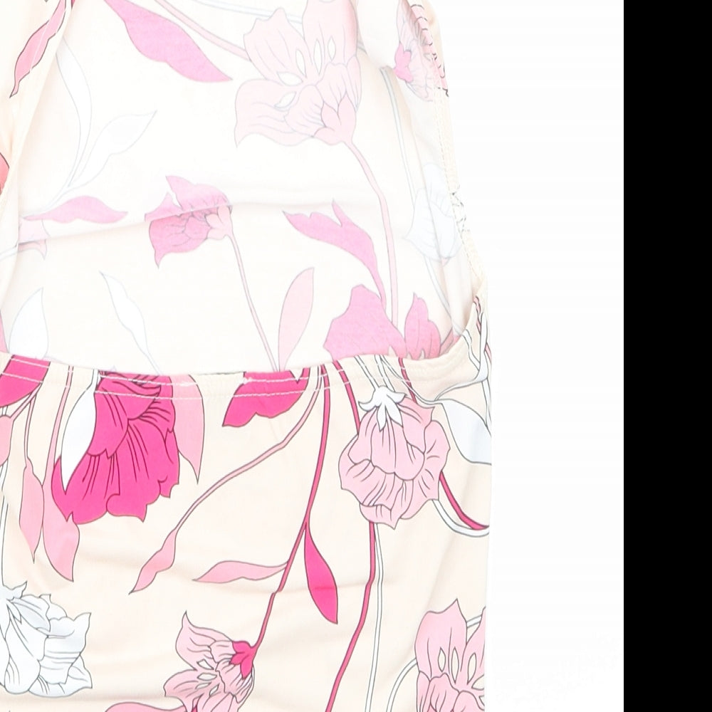 bay Womens Pink Floral  Cropped T-Shirt Size 10