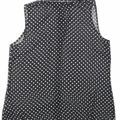 F&F Womens Black Polka Dot Mesh Basic Blouse Size 16