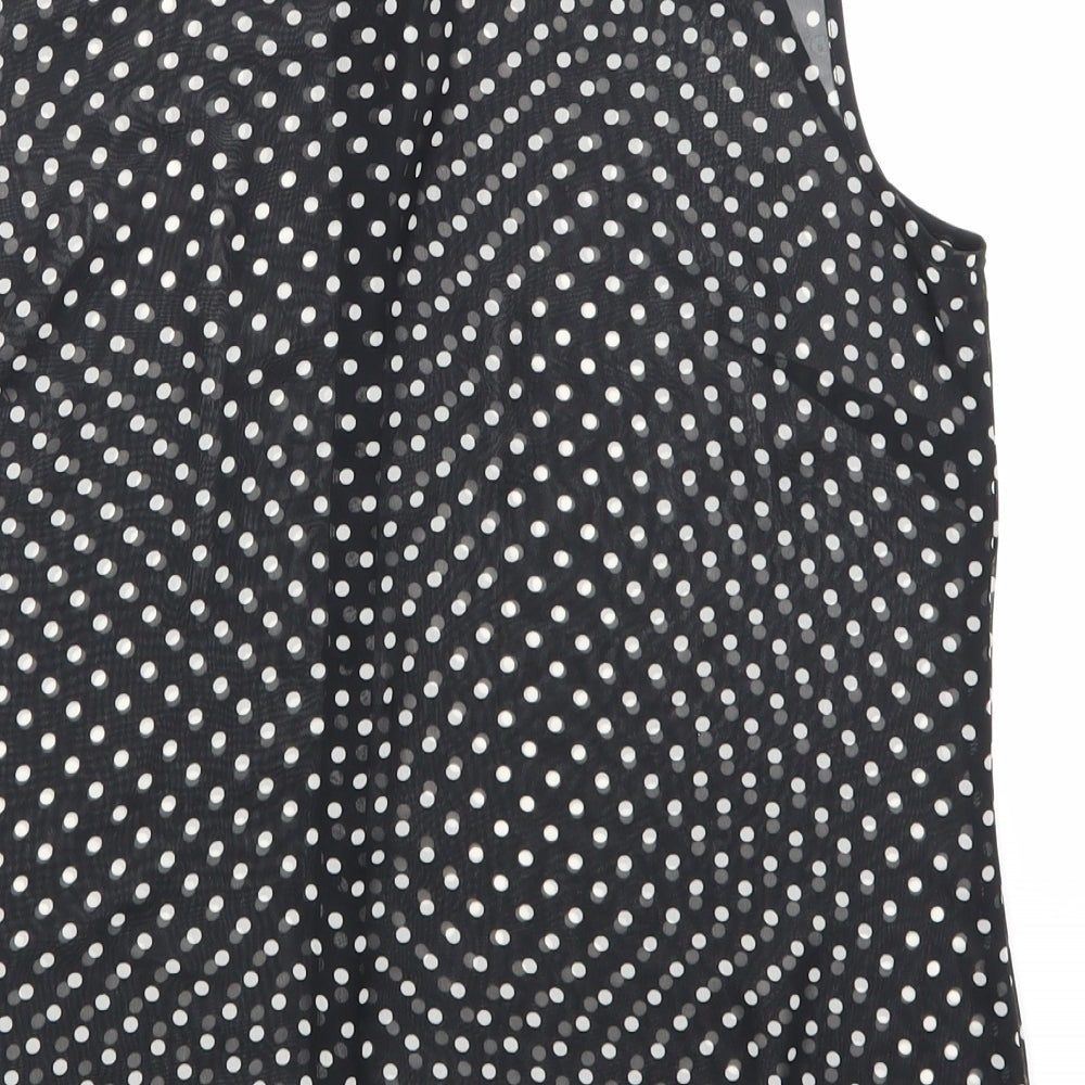 F&F Womens Black Polka Dot Mesh Basic Blouse Size 16