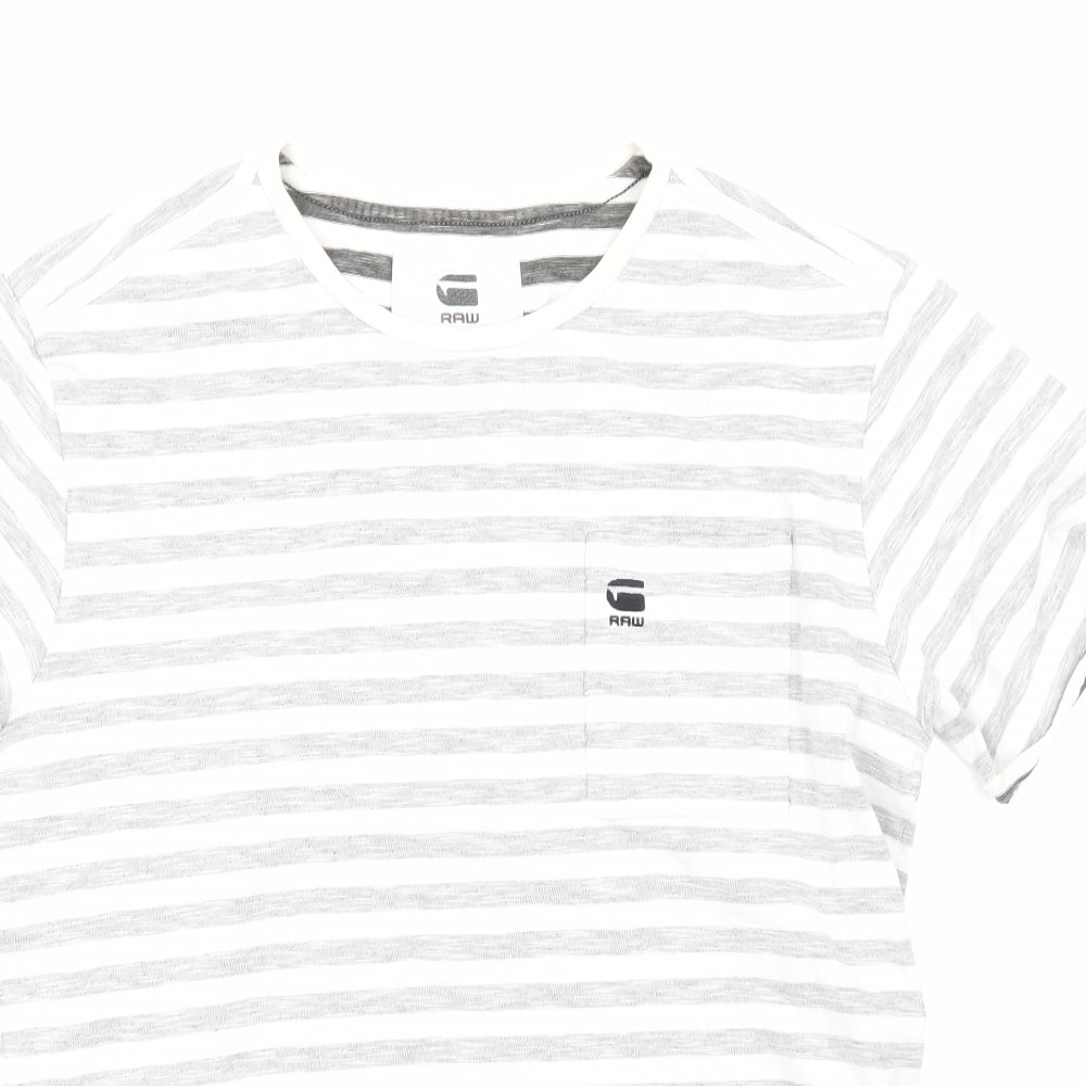 raw Mens Grey Striped   T-Shirt Size M