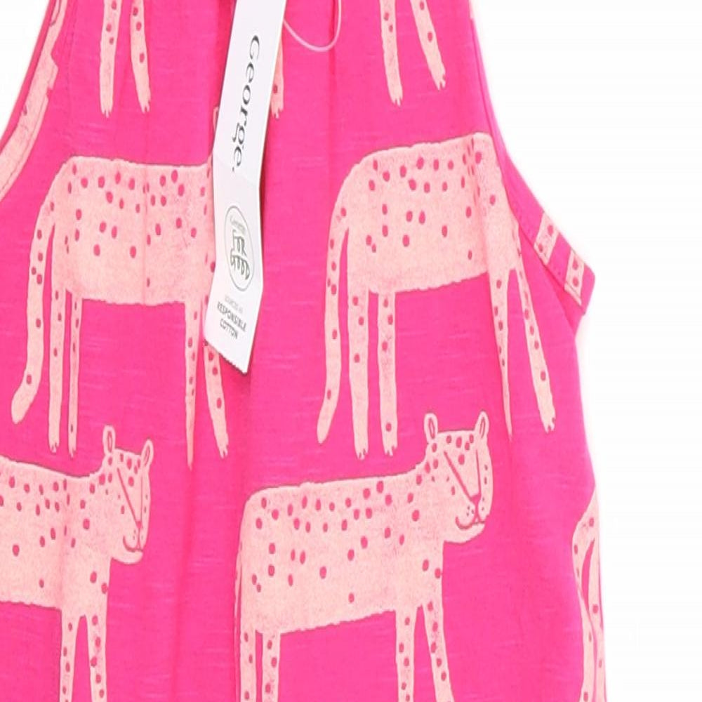 George Girls Pink Animal Print  Playsuit One-Piece Size 5-6 Years