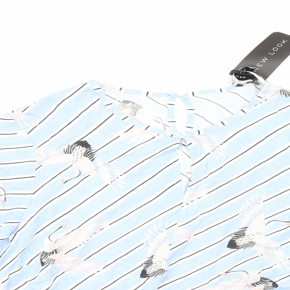 newlook Womens Blue Striped  Basic T-Shirt Size 14